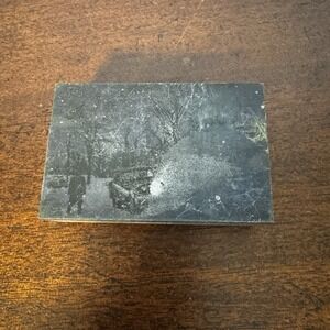 Letter Press Black Vintage Cars Snow Neighborhood People Hats Trees